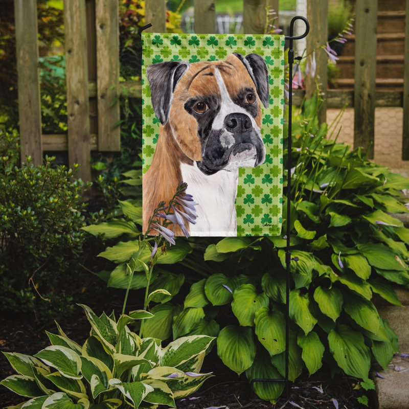 Drapeau de jardin à 2 côtés st. patrick day trèfle, Boxer (beige et blanc)