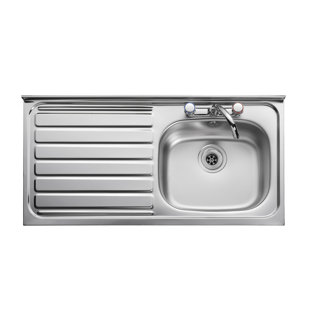 Contract 1000 x 500mm stainless steel sit on sink with 1 bowl and left-hand drainer - square front