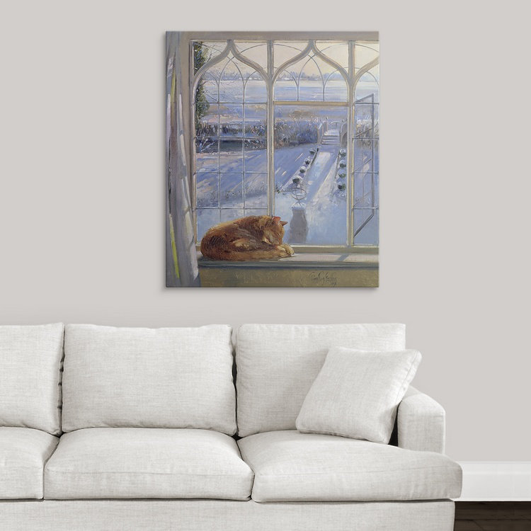 «Yonkers Sundial and Cat» par Timothy Easton, reproduction d'art, H 30 po x l 24 po x P 1,25 po, Toile