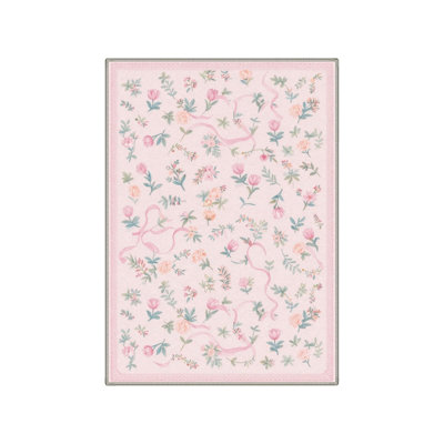 Tapis rose tulipe à rubans 5 x 7 pi pour chambre à coucher, rose clair