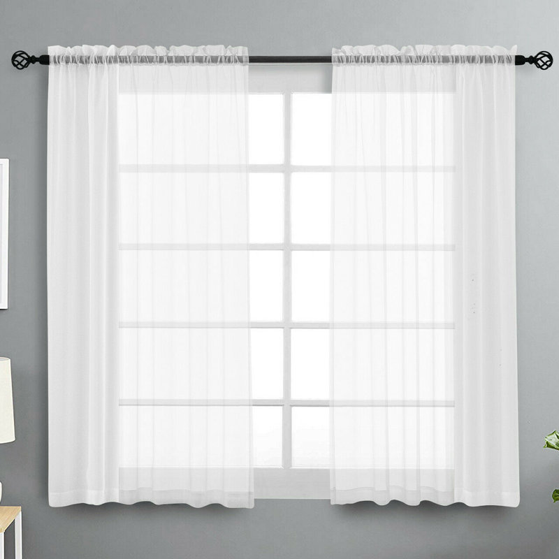 Rideaux transparents avec passe-tringle Dima, Blanc, l 52 po x L 45 po