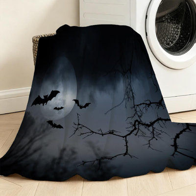 Jeté transparent en flanelle molletonnée, imprimé Halloween