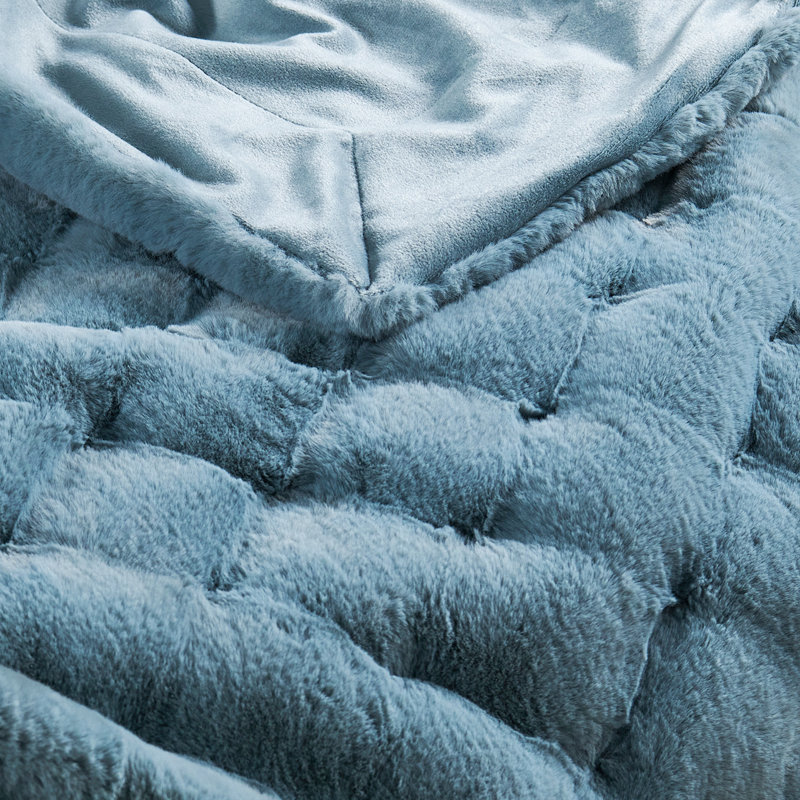 CloudNest Plush Faux Fur Throw Blanket, Bleu cendré