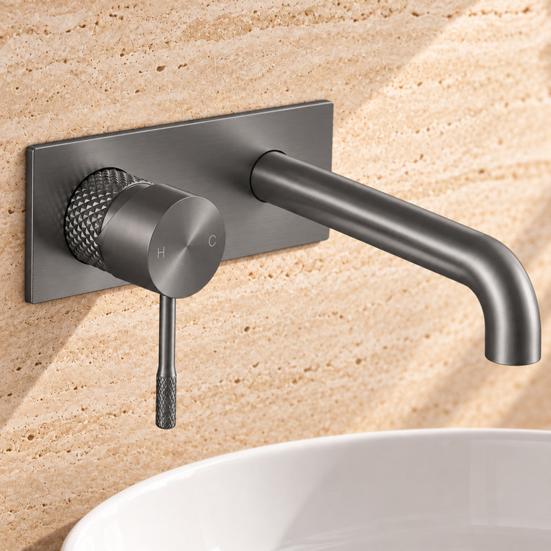  Wall Mounted Mono Basin Mixer, Gun Metal