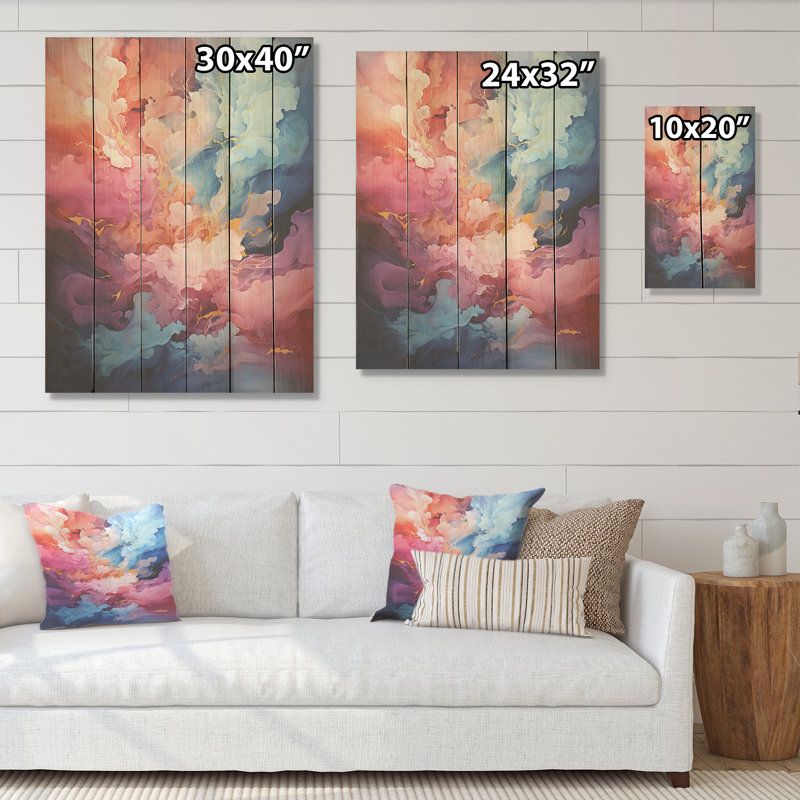 Abstrait galaxie céleste abstraite, art sur bois de pin naturel, H 32 po x l 24 po