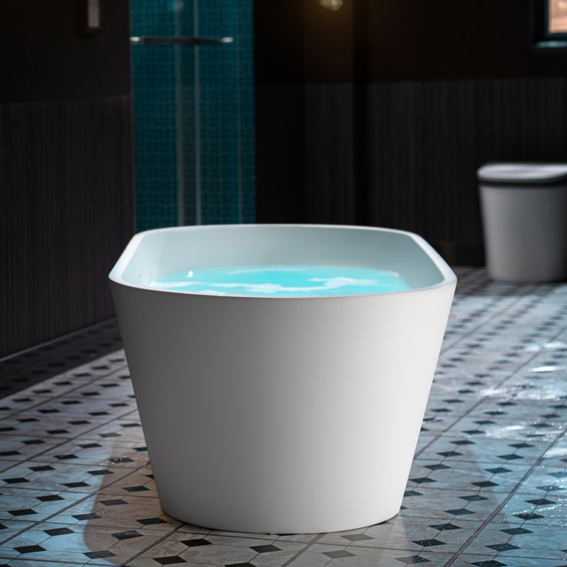 Baignoire autoportante de luxe contemporaine en résine de couleur unie mat L 66-7 / 8 "x l 29-7 / 8" Cove WOODBRIDGE