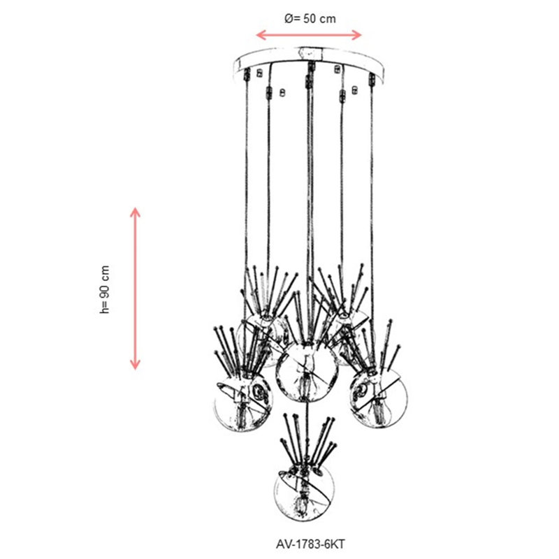 Lustre en grappe à 6 lumières