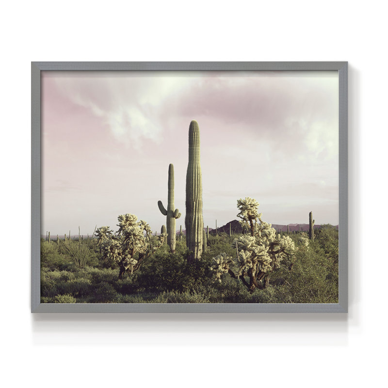 Orgue à tuyaux, cactus national, impression encadrée, H 8 po x l 10 po, Gris