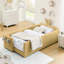 Lit simple avec housse en forme de boucle, tête de lit en forme d'oreille de lapin, rail et pochette de rangement, convient à un agencement de chambre à coucher