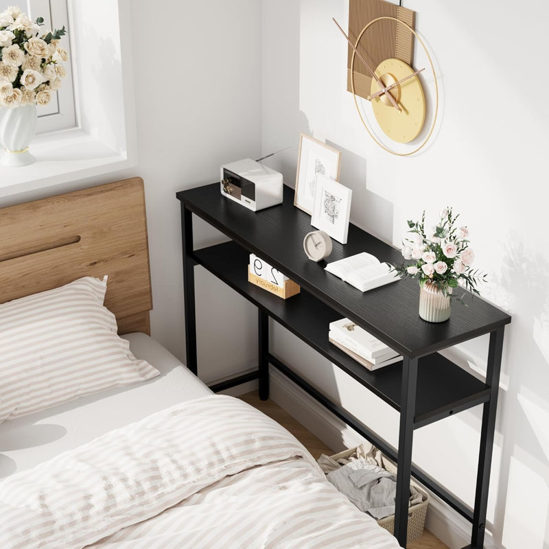 Console de hall d'entrée industrielle 39,3 "avec tablette réglable - canapé noir rustique pour le salon, le couloir, la chambre à coucher, structure en métal robuste