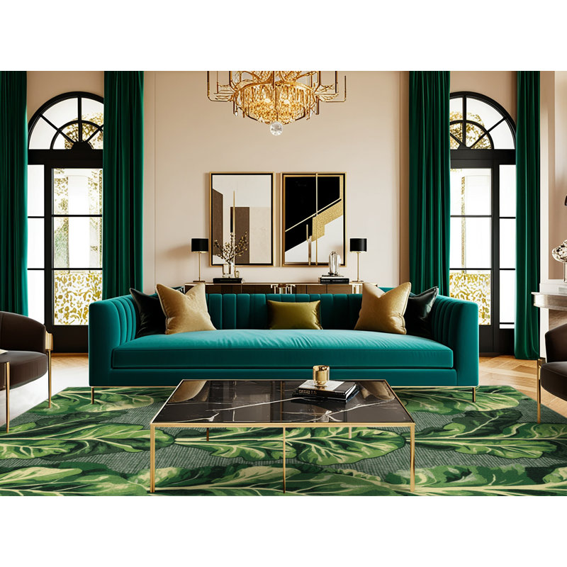  Tapis lavable légumes verts Collard, Rond 5 pi