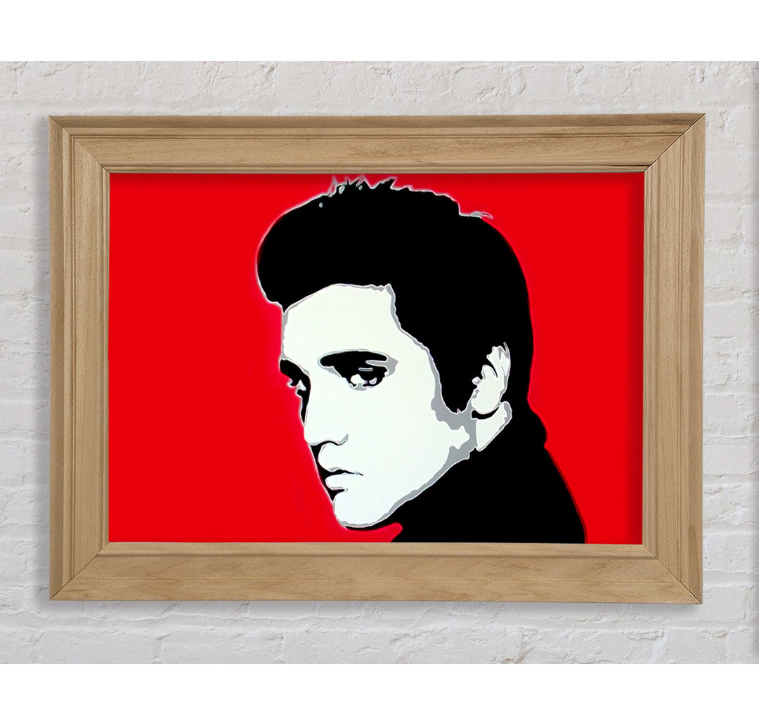 Elvis Portrait Rot - Einzelner Bilderrahmen Kunstdrucke