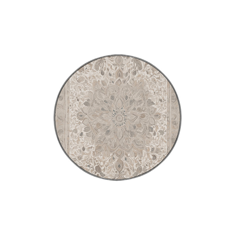 Machine Washable Gray Area Rug, Round 5'