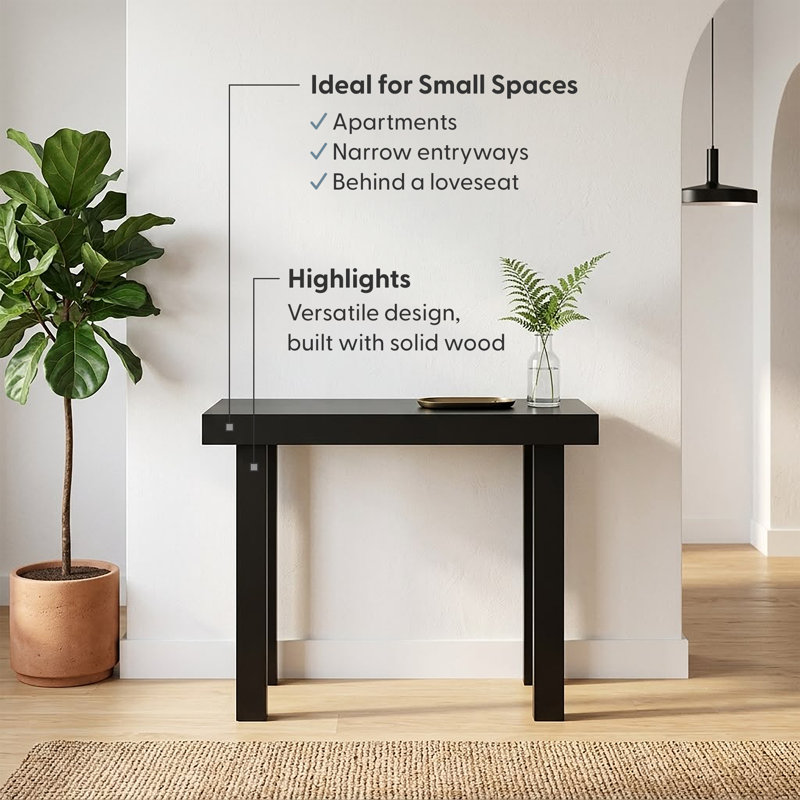 Beckett Solid Wood Console Table, 36" W, Black