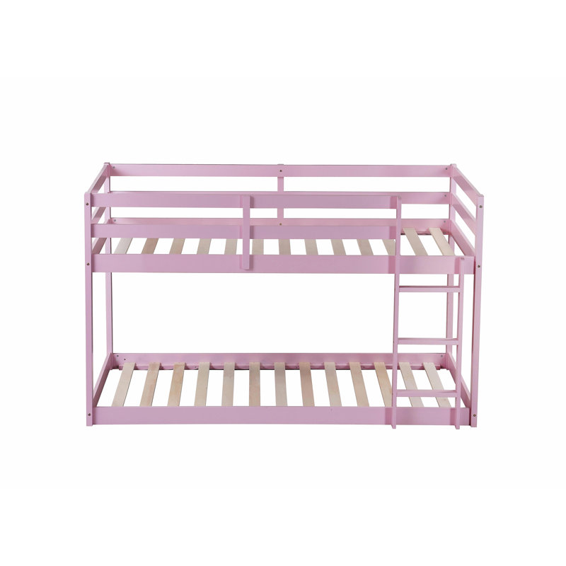 Solid wood double decker bed with ladder, upper and lower bed platforms use reinforced beams