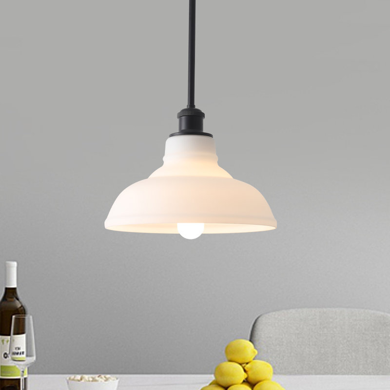 Luminaire suspendu simple en forme de bol 11 pouces George Oliver pour salon, salle à manger, Noir