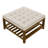 Upholstered coffee table ottoman | tufted linen | beech wood shelf & frame | large square footrest | ivory | versatile