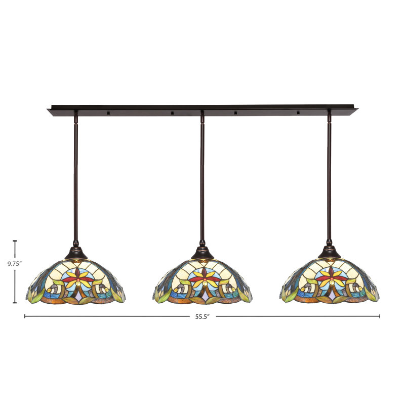 Luminaire suspendu linéaire 3 lumières 3 lumières, Bronze huilé