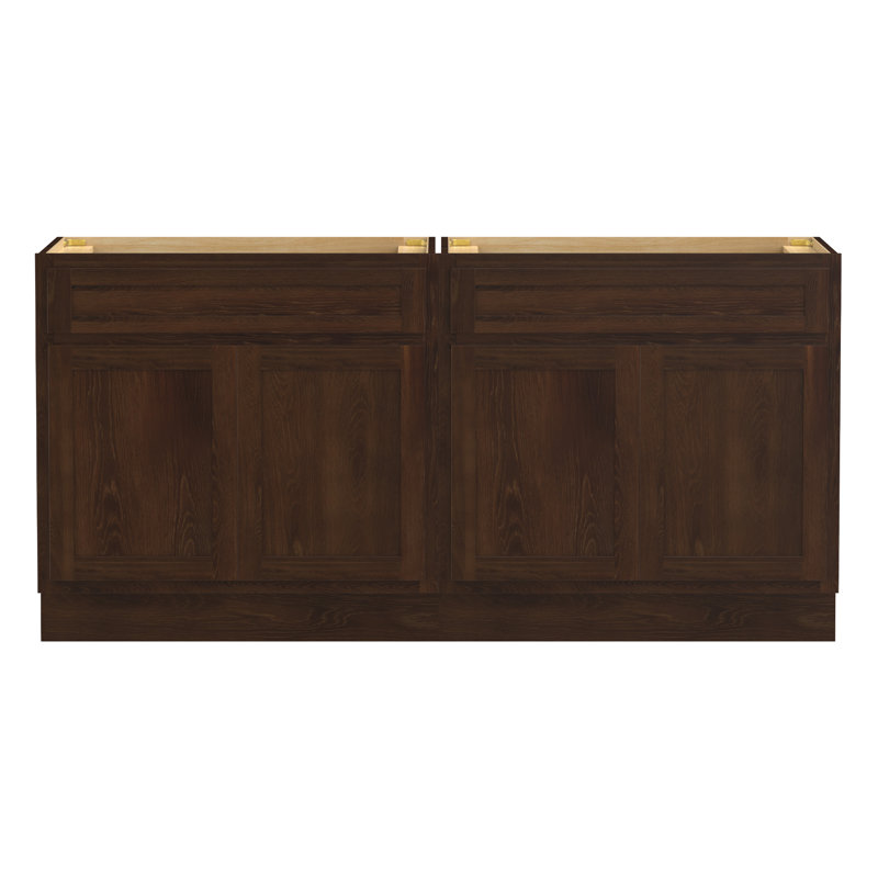 78" Double Bathroom Vanity Base Only, Brown