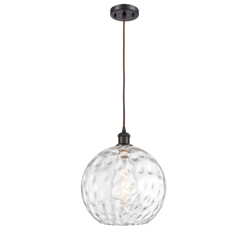 Luminaire suspendu sphère 1 lumière Roxane, DEL, H 15 po x l 12 po x P 12 po, Bronze huilé