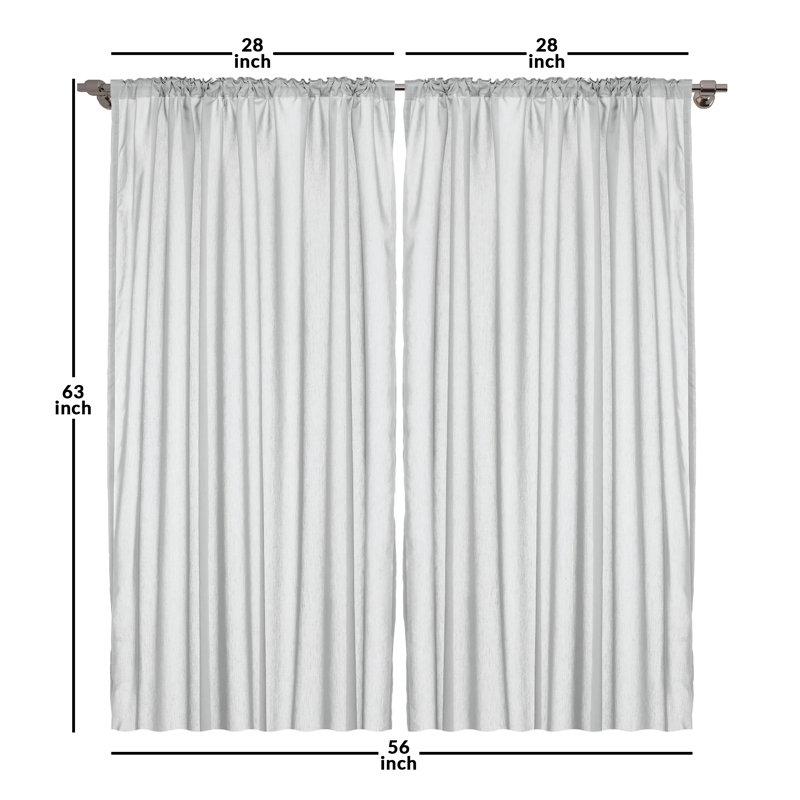 Pink Multicolor Polyester Semi-Sheer Rod Pocket Curtain Panels Set
