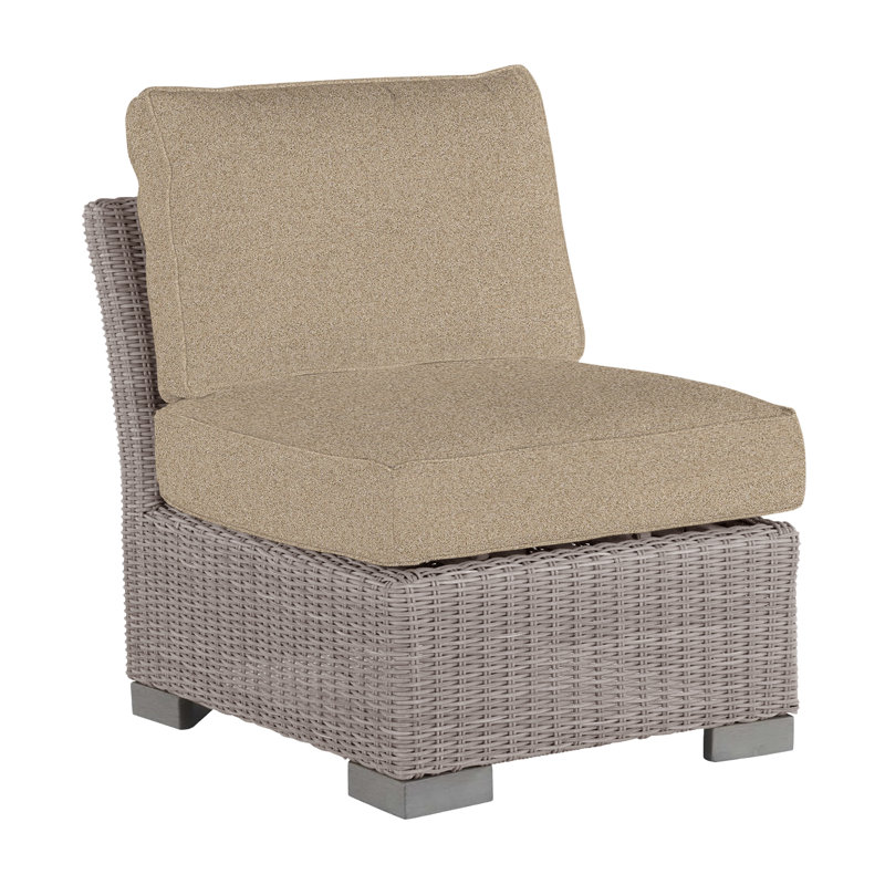 Club Patio Lounge Chair with Cushions, Oyster, Welt, Intermix Indigo