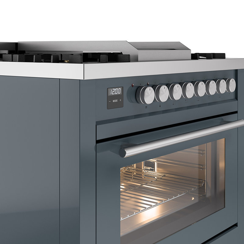 Cuisinière à double carburant ILVE Professional Plus II 36, Gaz naturel, Bleu/gris