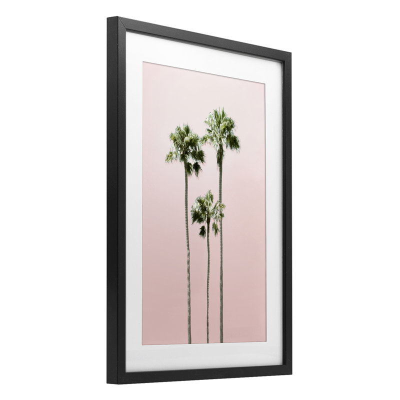 «Palm Getaway Pink Sky», reproduction encadrée sous verre, conception de Natalie Carpentieri, H 20 po x l 14 po