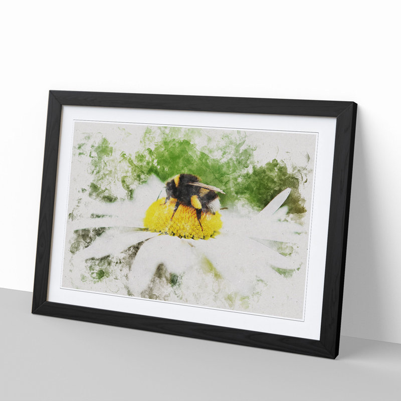 Bee Collecting Pollen Vol.2 - Framed Print, 65cm H x 90cm W x 2cm D, Black