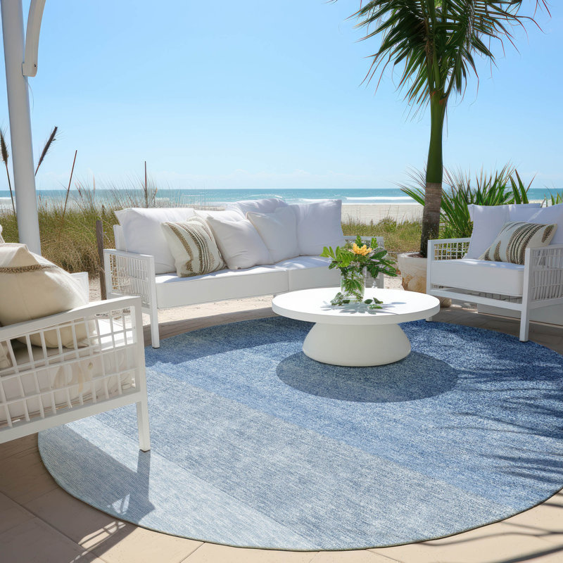  Machine Washable Indoor/Outdoor Kitchen Mat, Round 8'