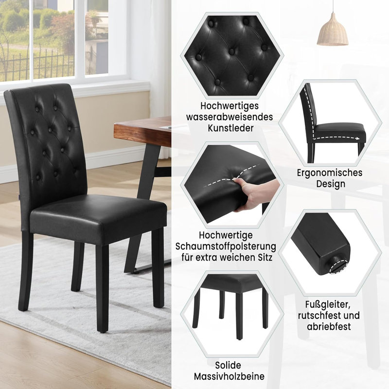Ajani 48.5cm H Upholstered Upholstered Back Side Chair, 6, Black