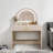Makeup Vanity Table With Touch Screen Lighted Mirror, Dressing Table With A Drawer And Curved Edges