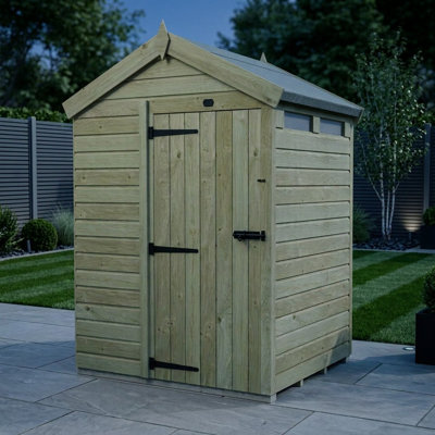 Total Sheds 4ft x 5ft Security Apex Shed - Heavy-Duty Hasp Staple Anti-Tamper - Pressure Treated Timber - UK Manufactured