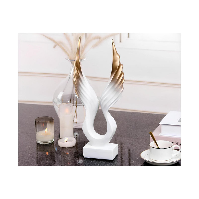 Elegant Decorative Object, White & Gold, 15.8 x 7.9 inches | 100% Polyester | Stylish Home Accent for Living Room, Bedroom & Office Decor, Perfect for Modern Aesthetic & Gift Giving