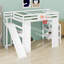 Lit mezzanine avec bureau, panier de basketball, glissade et escalier-1079740275