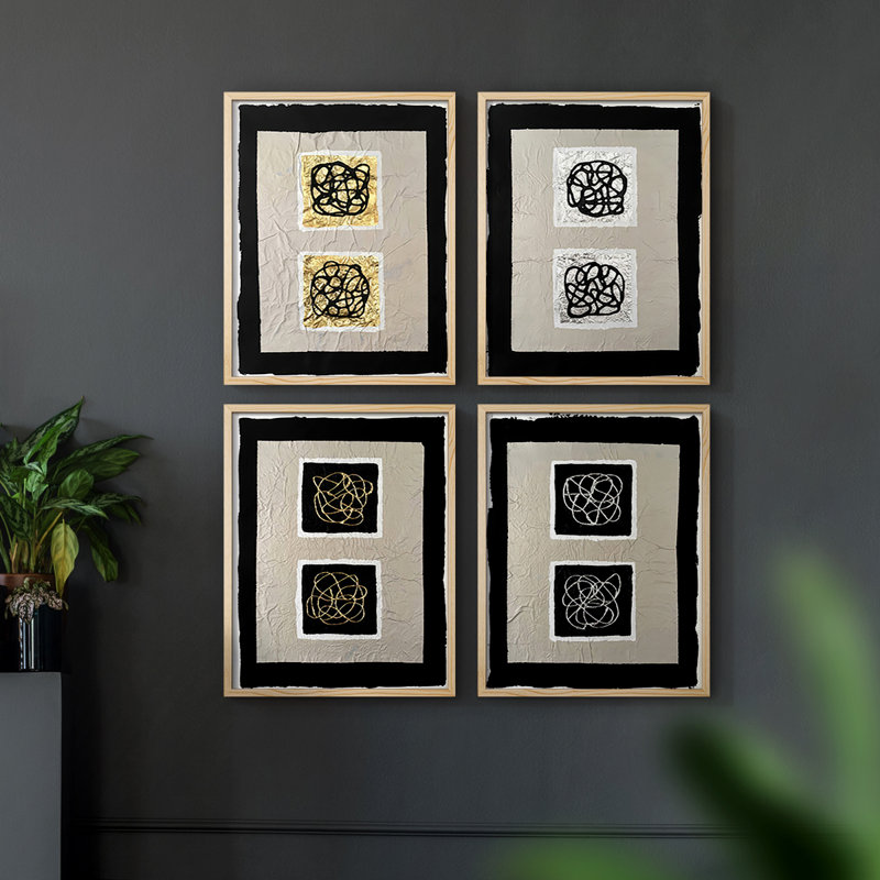 «Plated Paper I», reproduction encadrée - ensemble de 4, Naturel, H 14 po x l 11 po