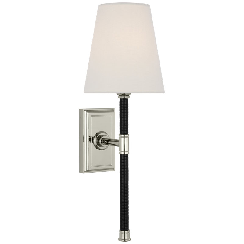 Basden 1 - Light Candle Wall Light, Polished Nickel/Black, 16.25" H x 5.5" W x 6.5" D