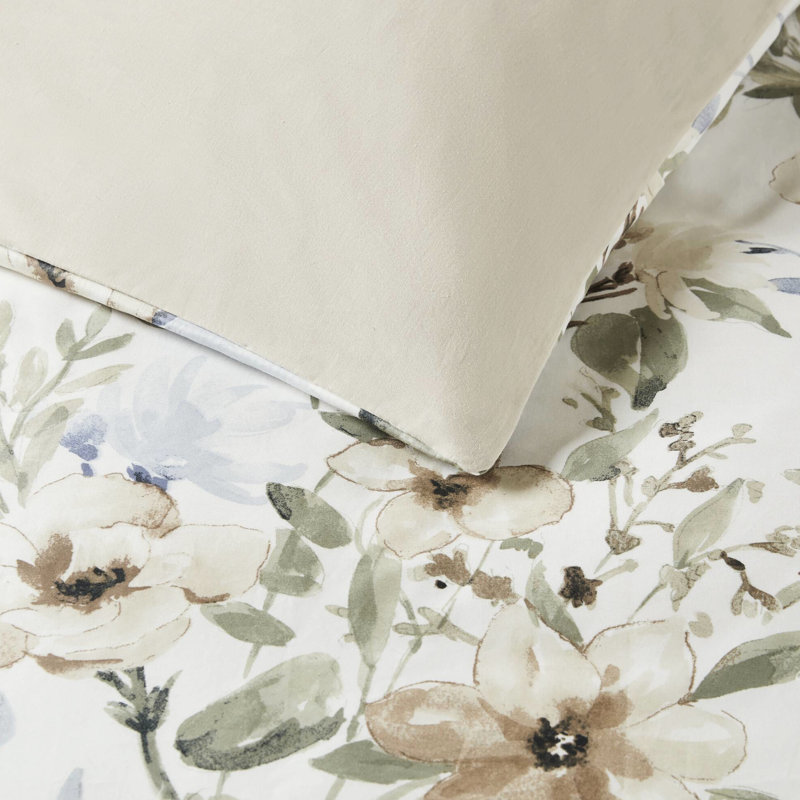 Housse de couette en coton 5 pièces très grand / très grand avec un imprimé floral vif et rafraîchissant, 300Tc pour une durabilité moelleuse, une sensation confortable et moelleuse 300G / m², une couverture confortable, un design Bartack,