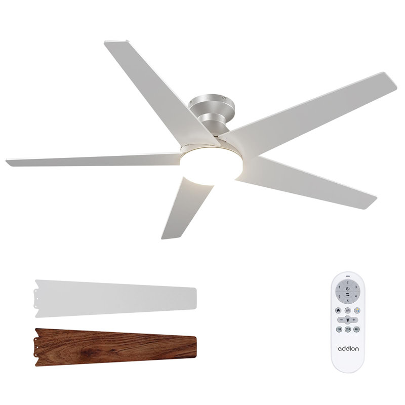 52 inch Low Profile Ceiling Fan with Light and Remote Control, Silver