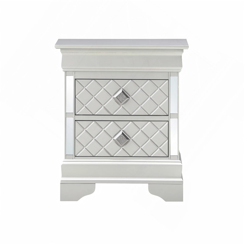 Sleek Silver Champagne Nightstand, Champagne/Silver