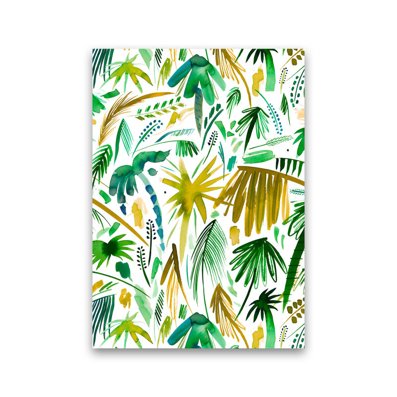 Brushstrokes Tropical Palms Green - Print, No Framed, 84cm H x 60cm W x 1cm D