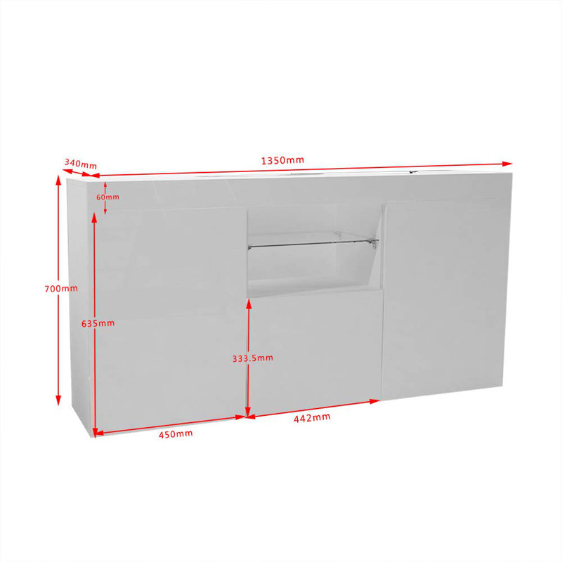 Fayeth 135Cm Wide Sideboard, White