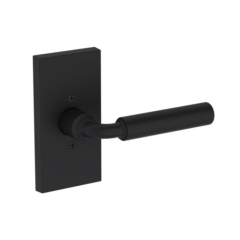 La Conner Full Dummy Lever with Contemporary 5in Rose in Unlacquered Brass, Matte Black