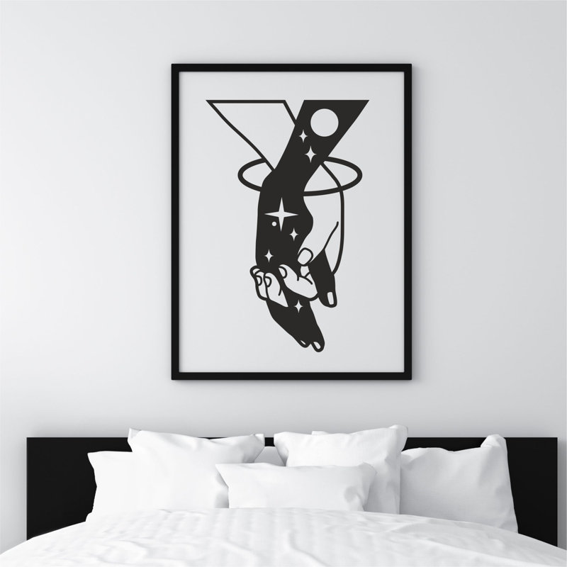 Holding Hands Cosmic Black And White - Print on Plastic / Acrylic