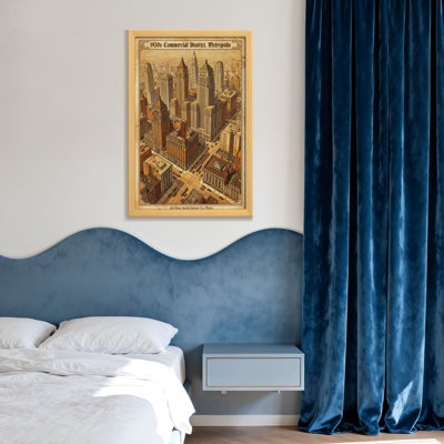 Paysage urbain rétro avec vue aérienne de style Art déco