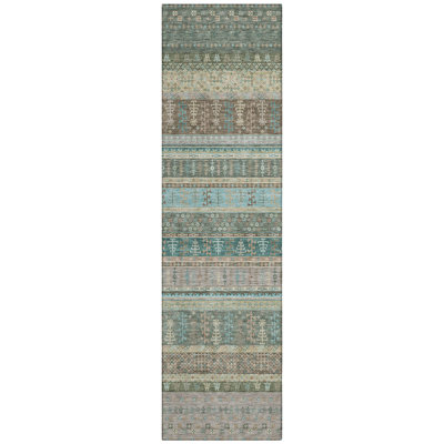 Machine Washable Indoor/Outdoor Meredith ACN2160 Striped Rug