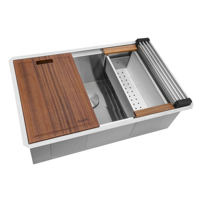 30" L x 19" W Undermount Kitchen Sink with Accessories, 19" L x 30" W