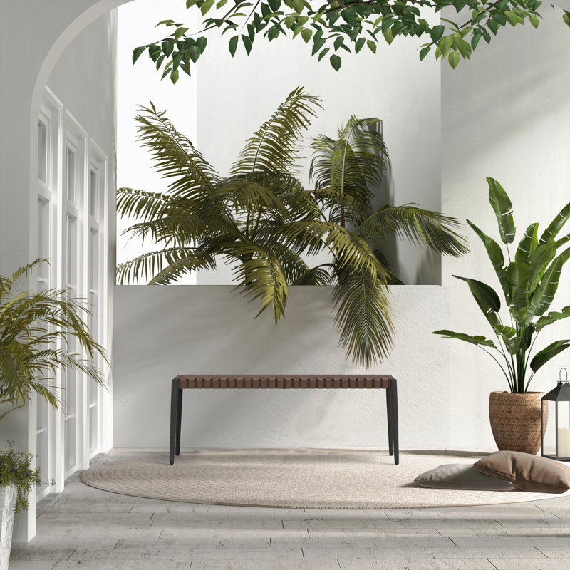 Banc de jardin extérieur en aluminium et osier