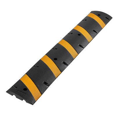 2-pack 6ft Heavy Duty Rubber Speed Bumps – 22,000 Lbs/axle Dual Channel Cable Protector Ramp With Expansion Screws, For Driveway, Parking Lot, Road