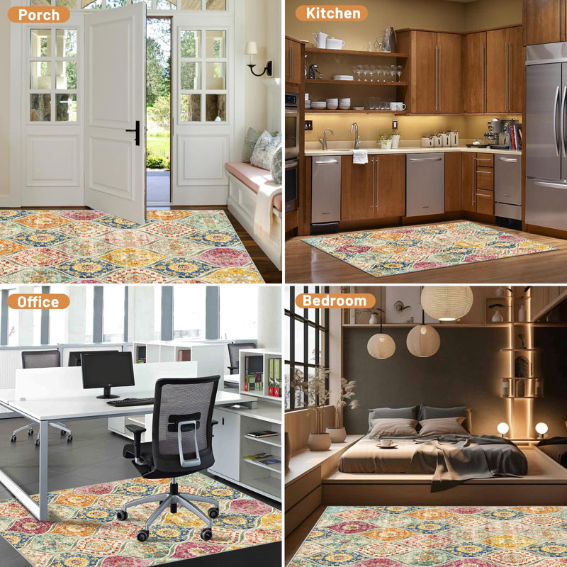 Heavy Duty Office Chair Mat for Hardwood & Tile Floors, Anti-Slip, 36"X48", Multi Color